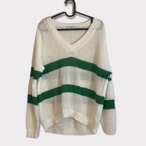 KOKUN v-neck knit preppy tennis  oversized boyfriend sweater